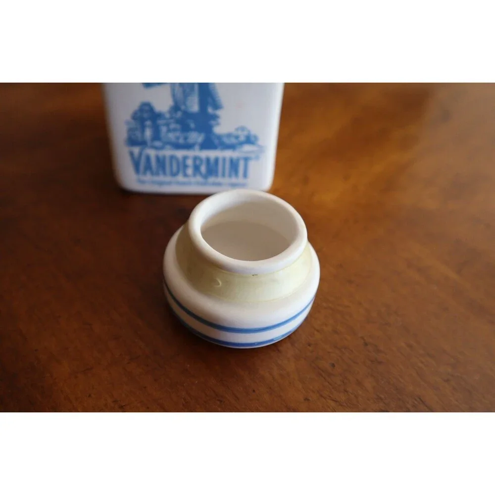 Vandermint Original Chocolate Liqueur Jar Lidded and Spoon Set Dutch Windmill